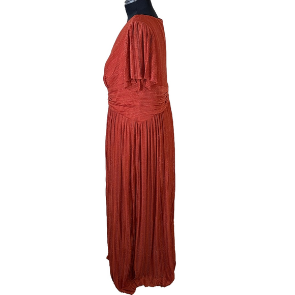 Ever Pretty Rust Orange Pleated Empire Waist Maxi Dress SKU1474 - Picture 9 of 10